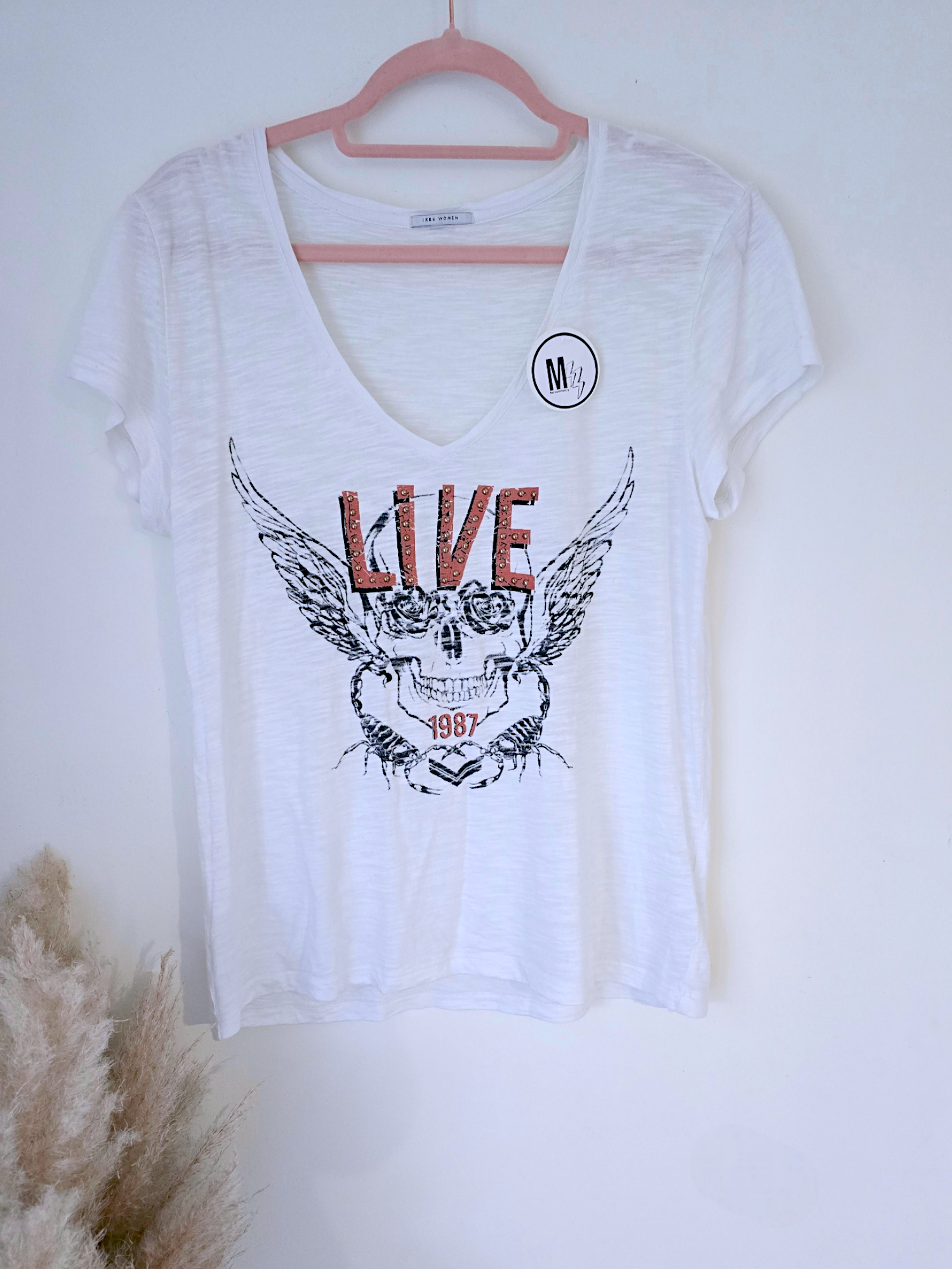 Tee-shirt blanc cassé Live