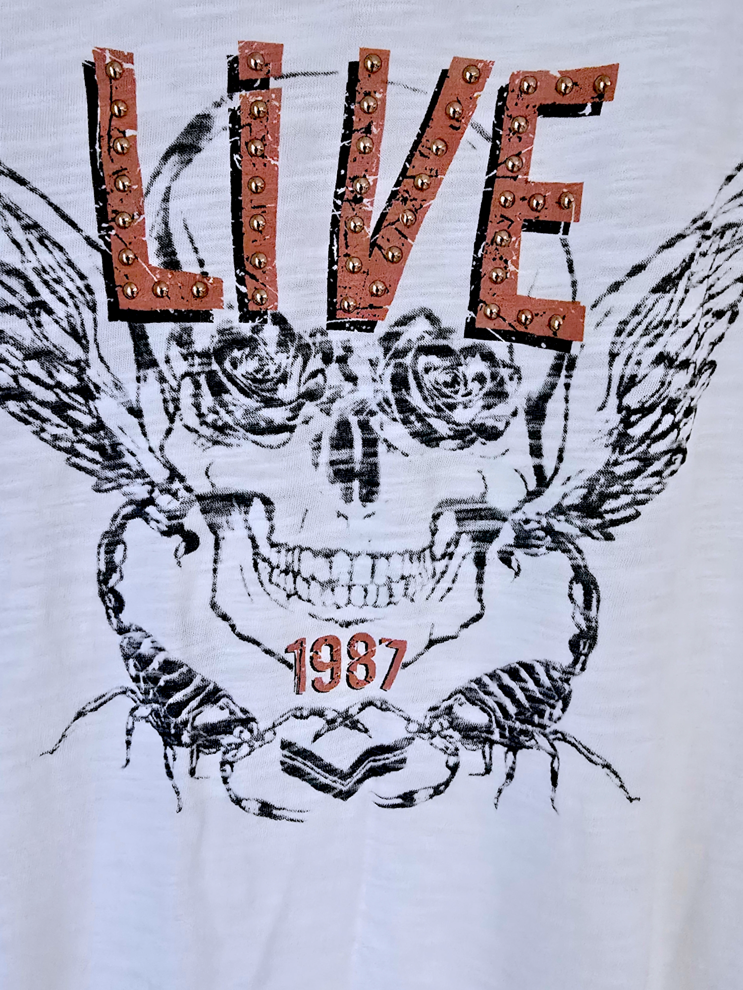 Tee-shirt blanc cassé Live