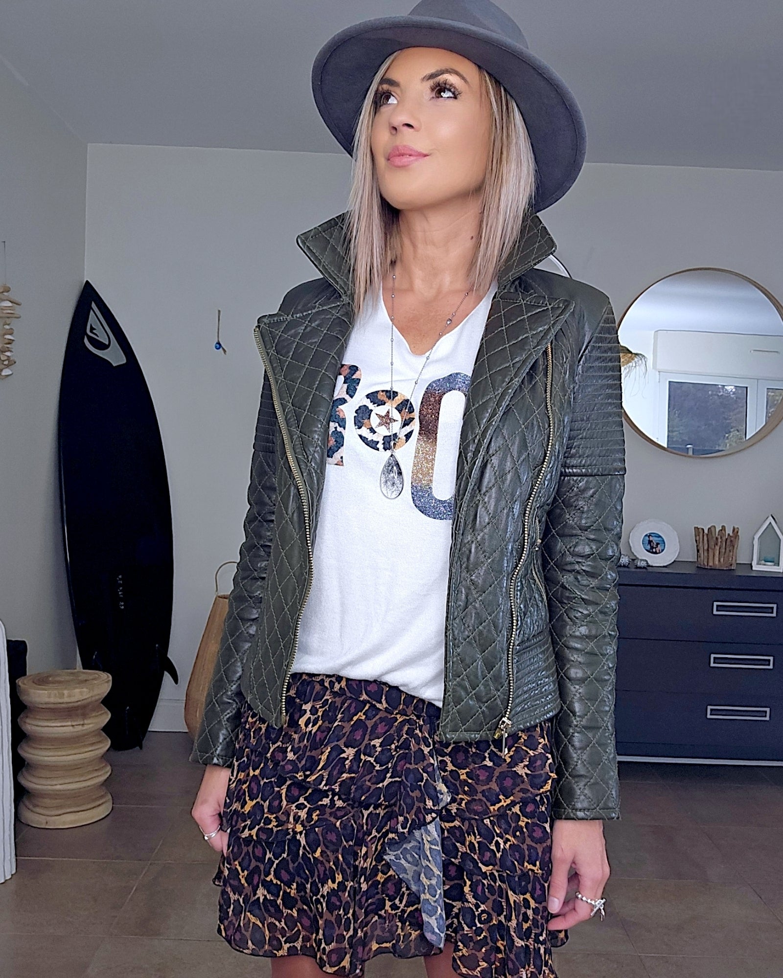Perfecto cuir kaki