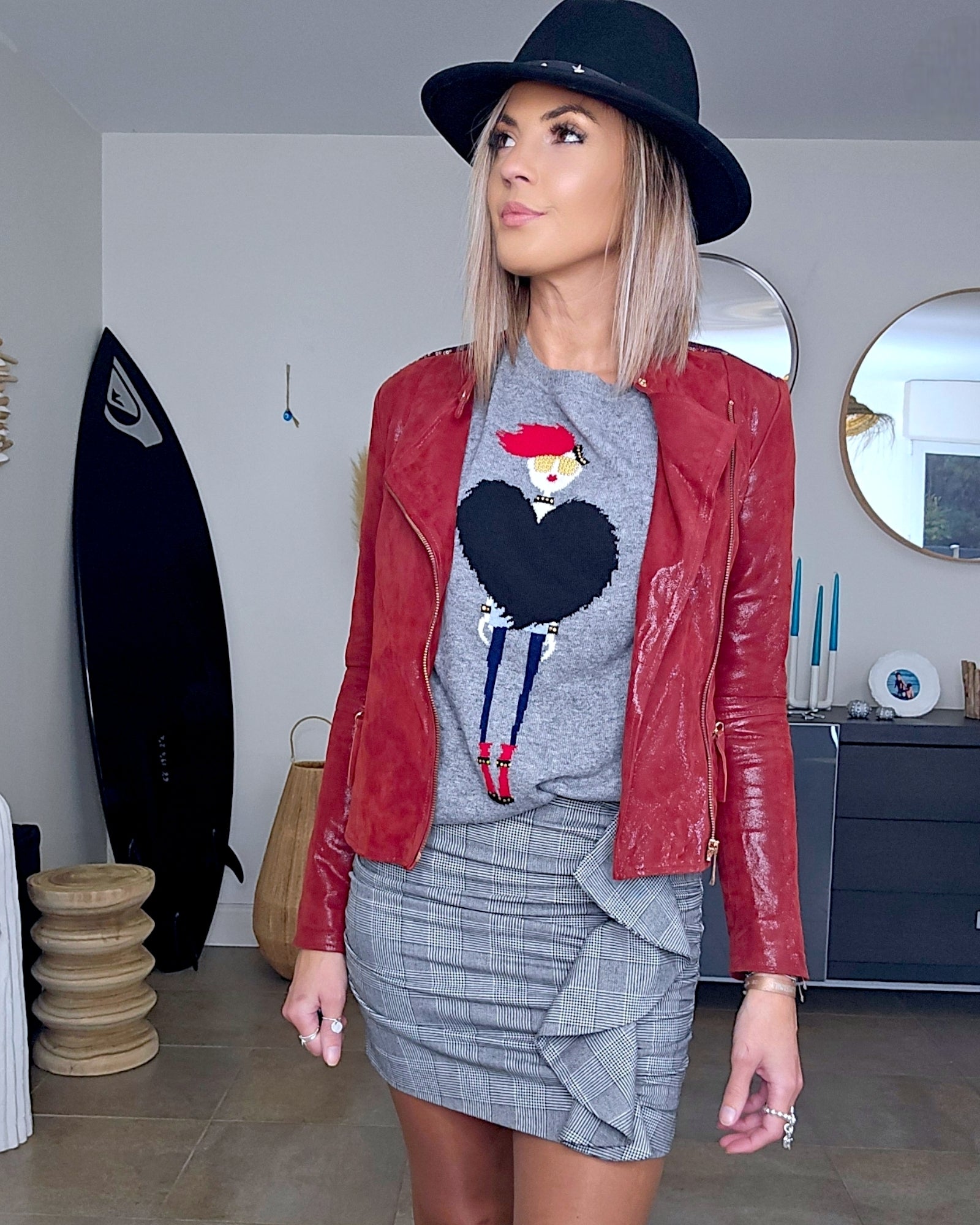 Perfecto cuir bordeaux irisé
