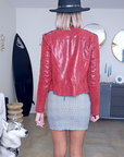 Perfecto cuir bordeaux irisé
