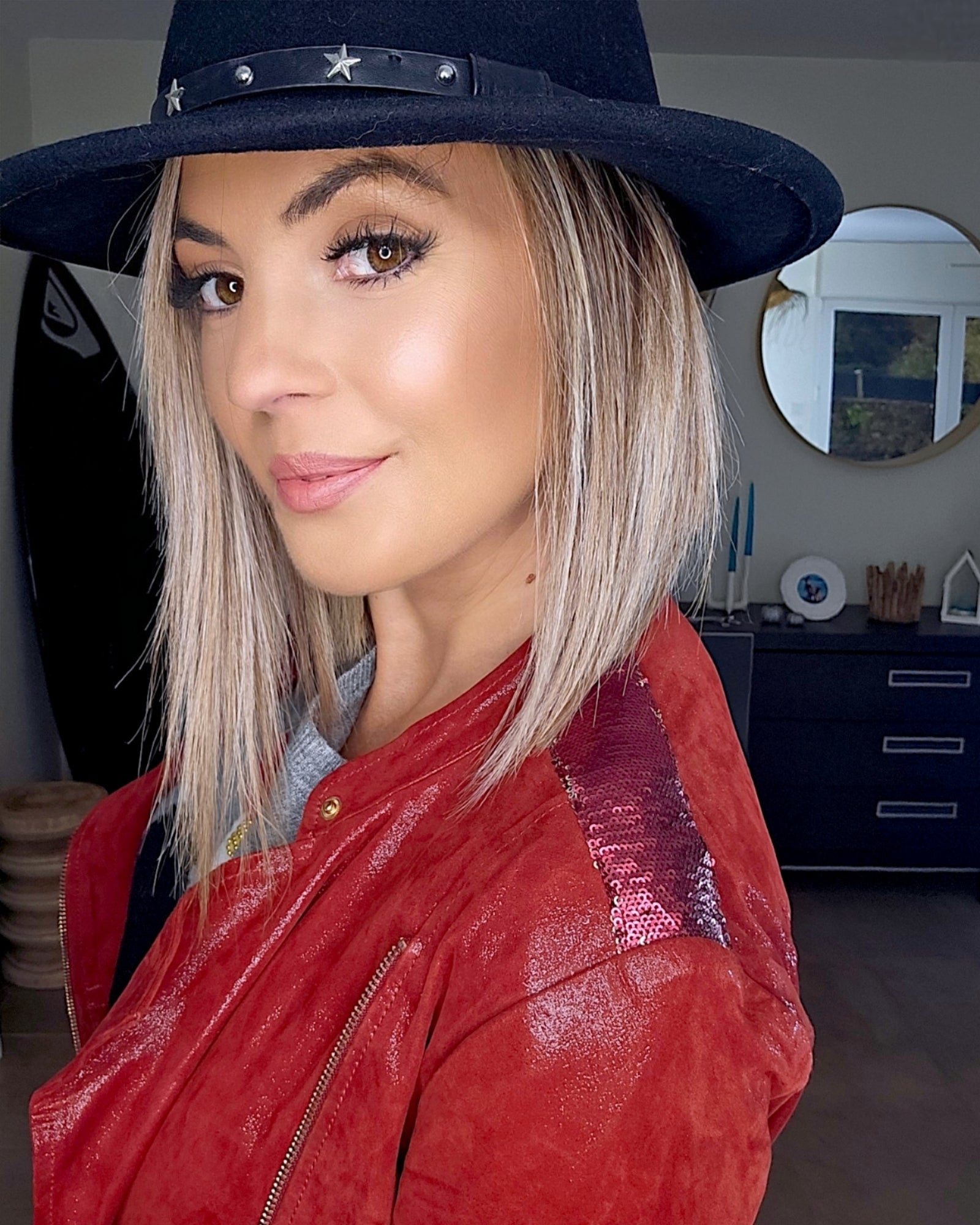 Perfecto cuir bordeaux irisé