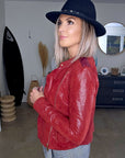 Perfecto cuir bordeaux irisé