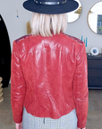 Perfecto cuir bordeaux irisé