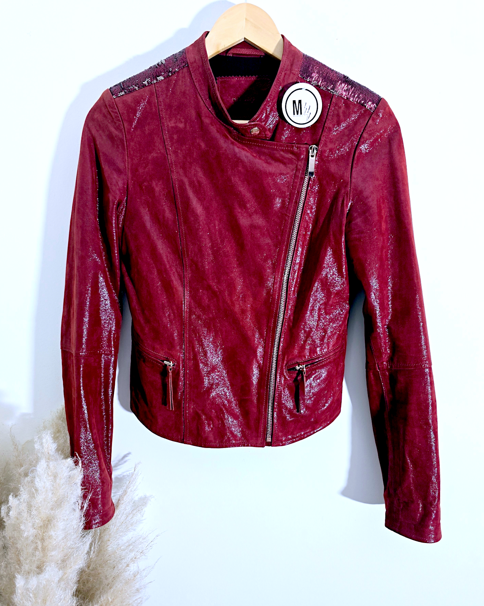 Perfecto cuir bordeaux irisé