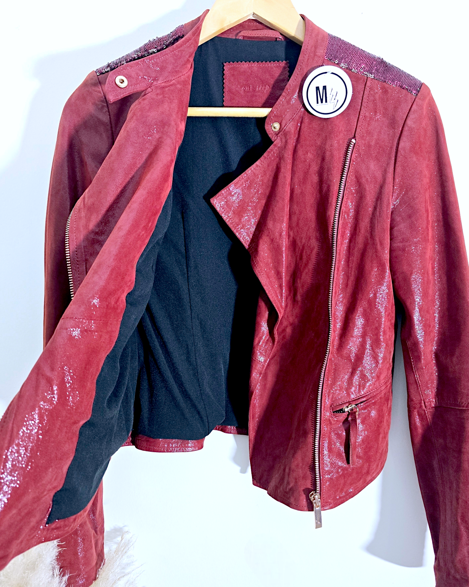 Perfecto cuir bordeaux irisé