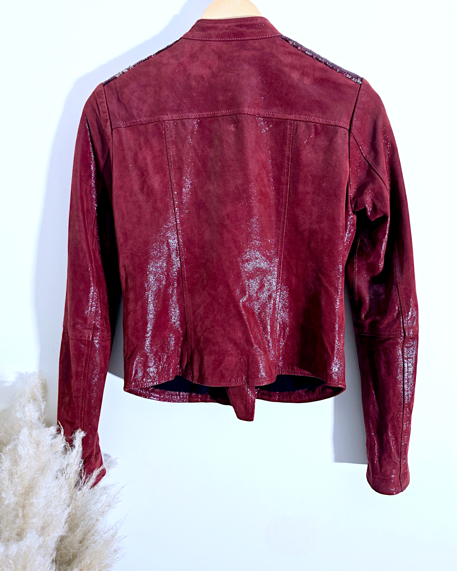 Perfecto cuir bordeaux irisé