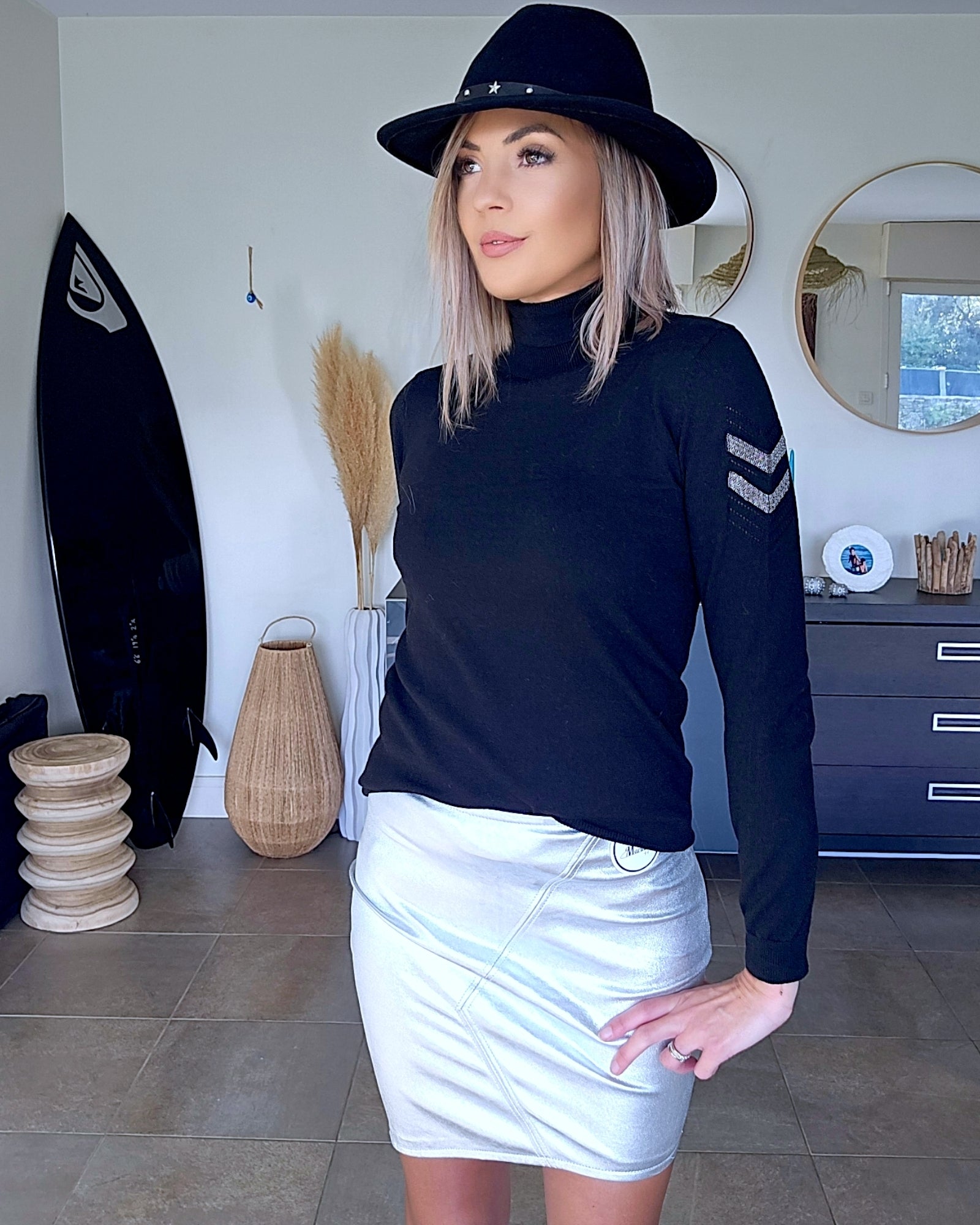 Pull col roulé noir