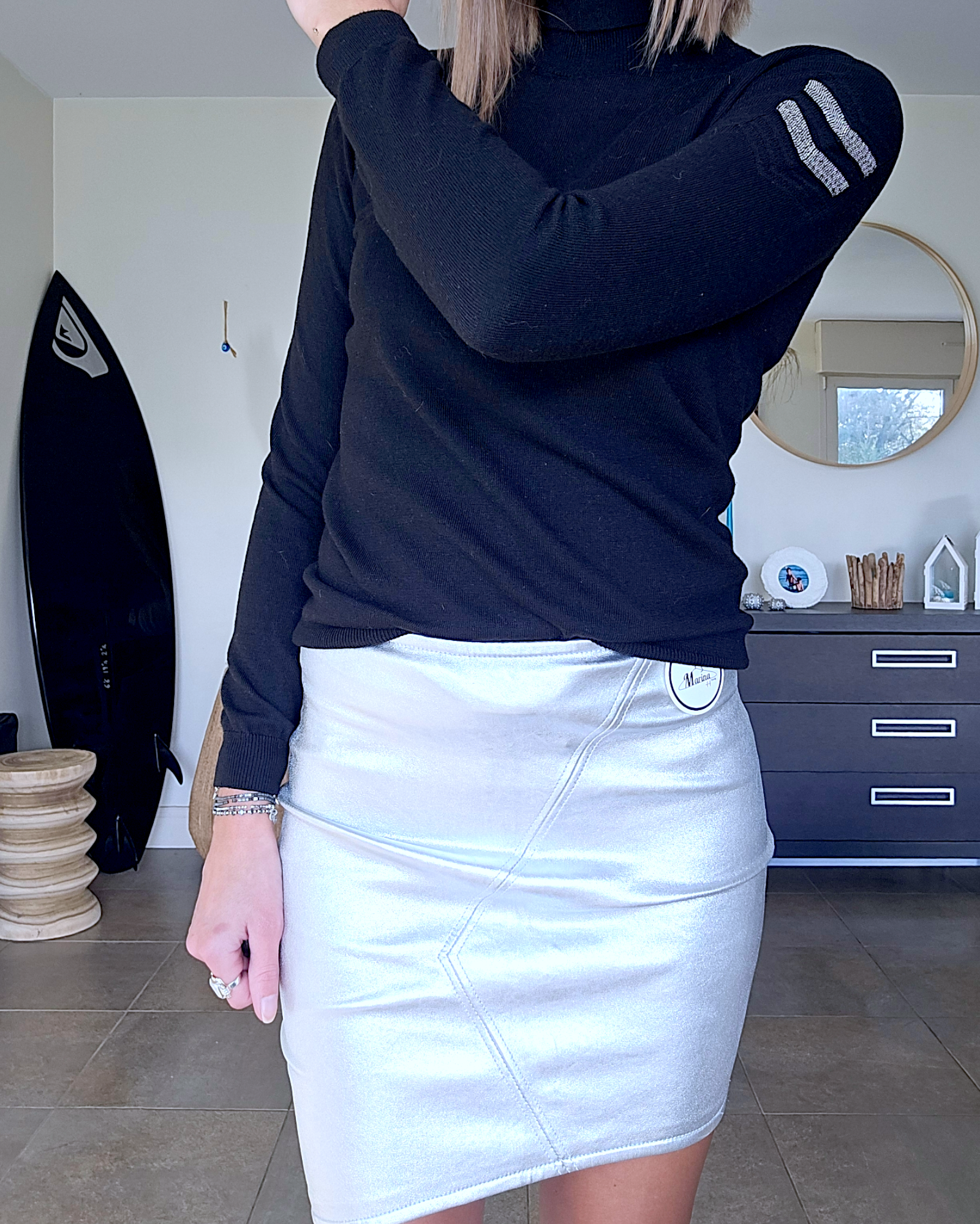 Pull col roulé noir