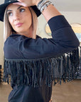Sweat noir à franges