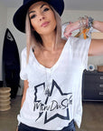 Tee-shirt col V à tag