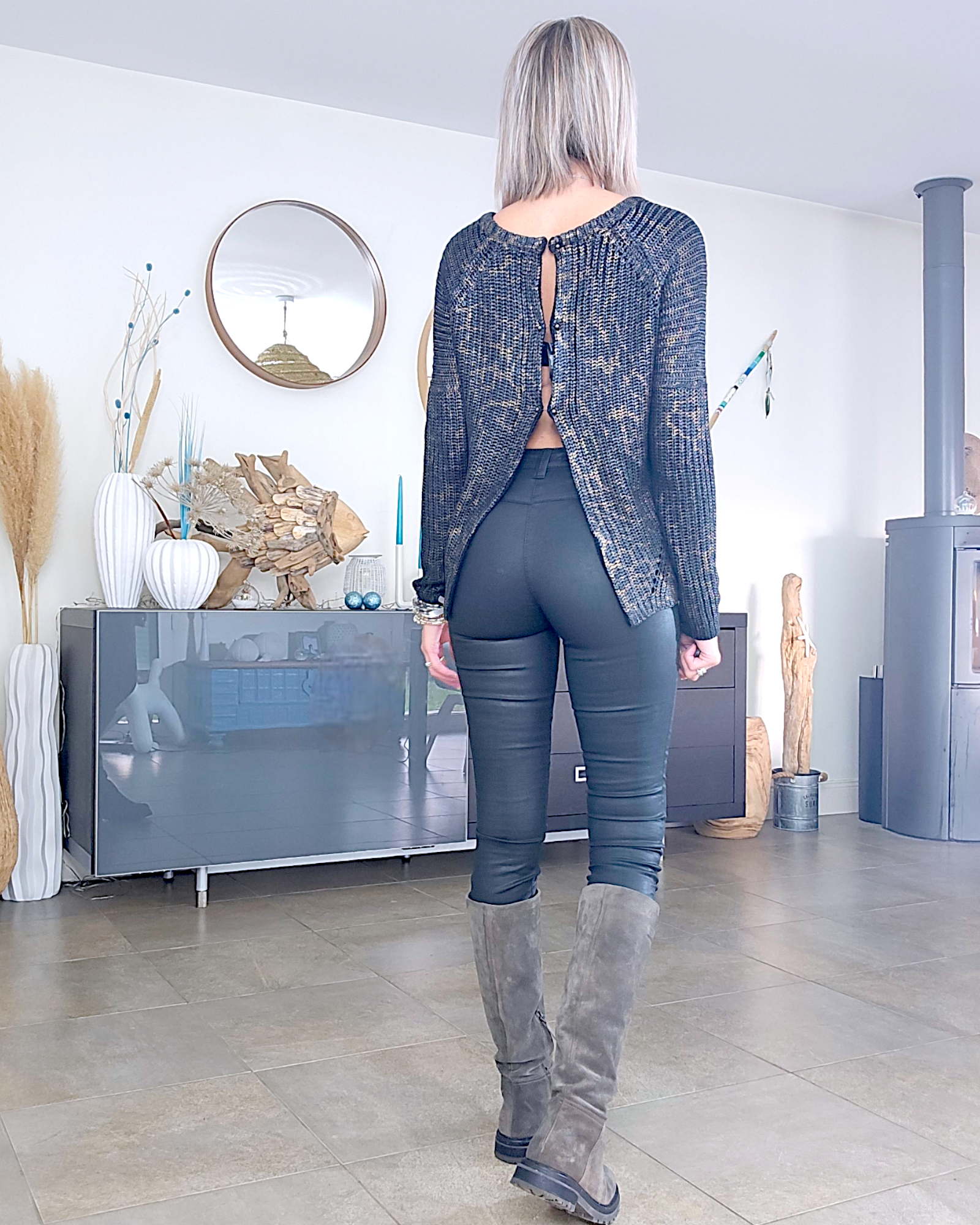 Pantalon noir huilé