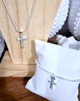 Parure collier et bracelet croix