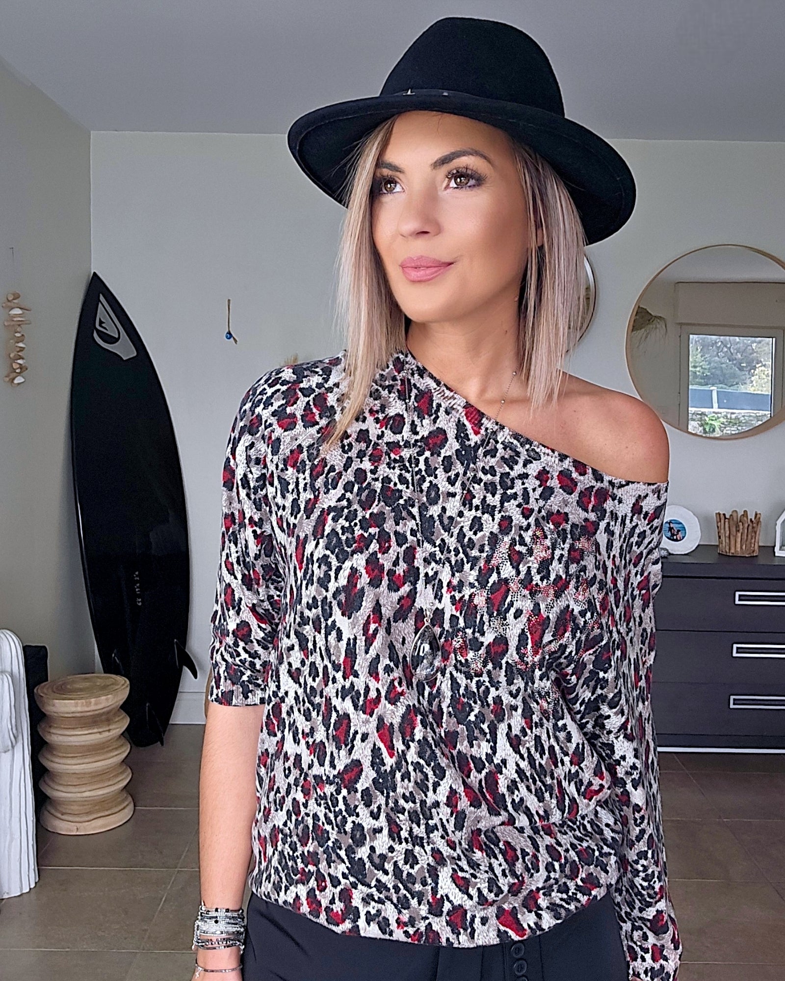 🔥Pull long léo rouge