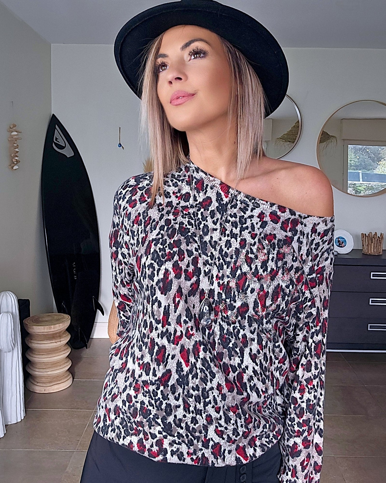 🔥Pull long léo rouge