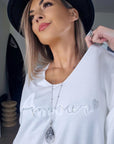 Pull blanc Amour