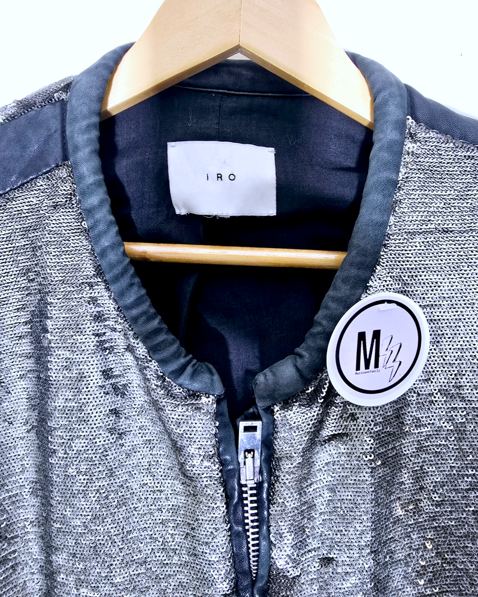 Veste cuir à sequins