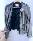 Veste cuir à sequins