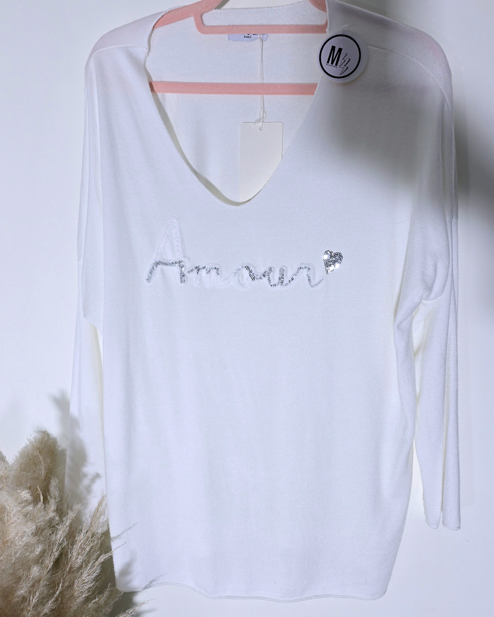 Pull blanc Amour
