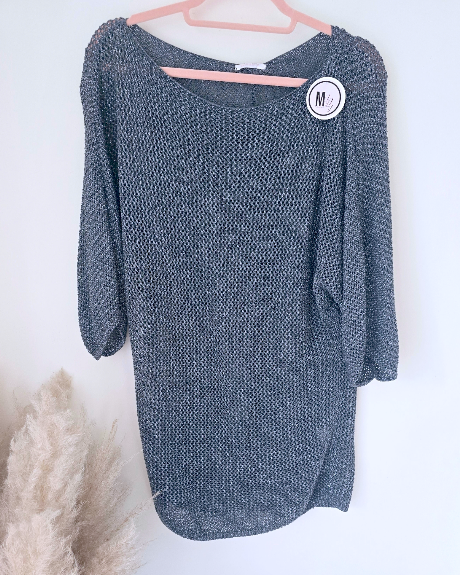 Pull ajouré argenté