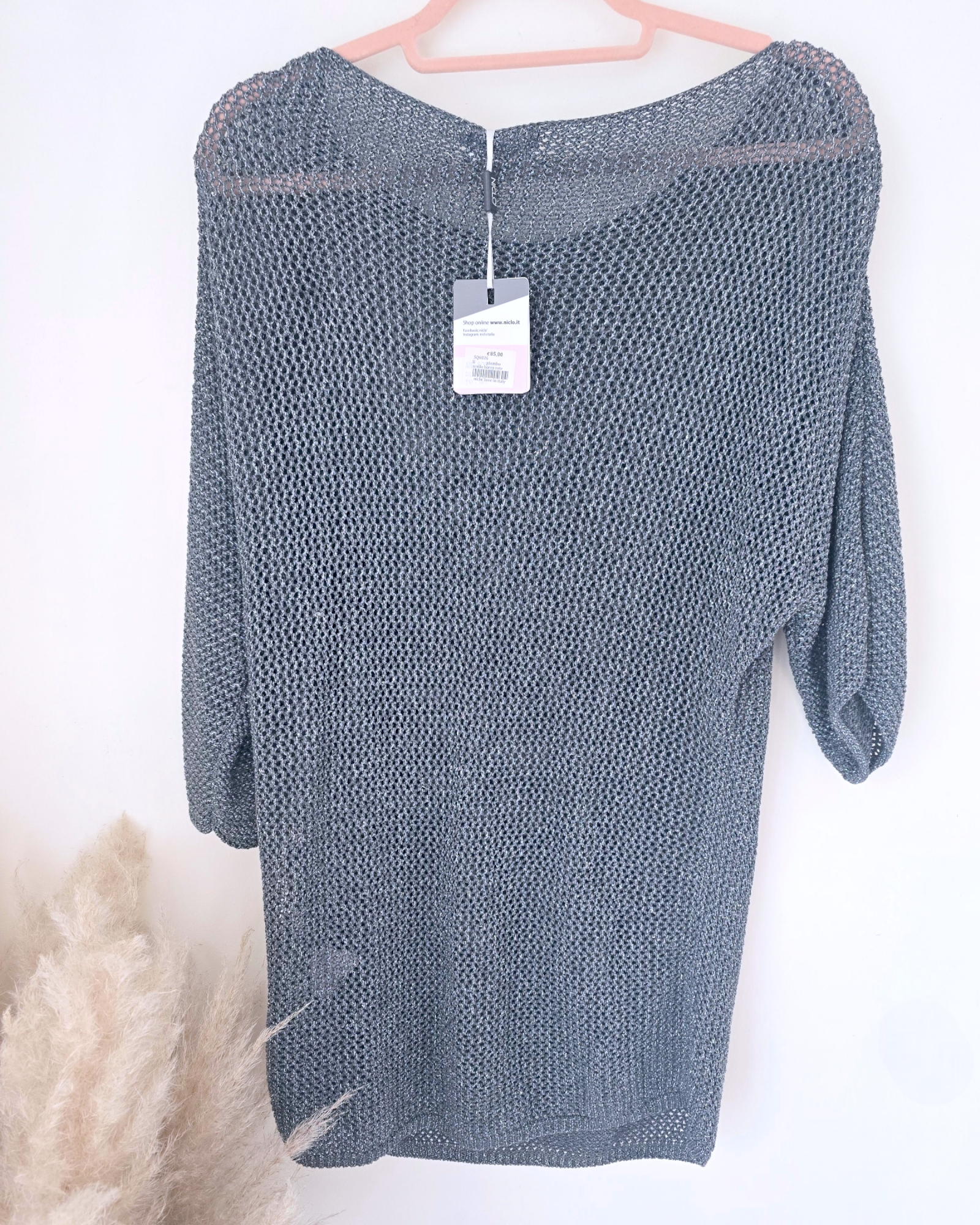 Pull ajouré argenté