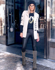 Pantalon legging noir huilé