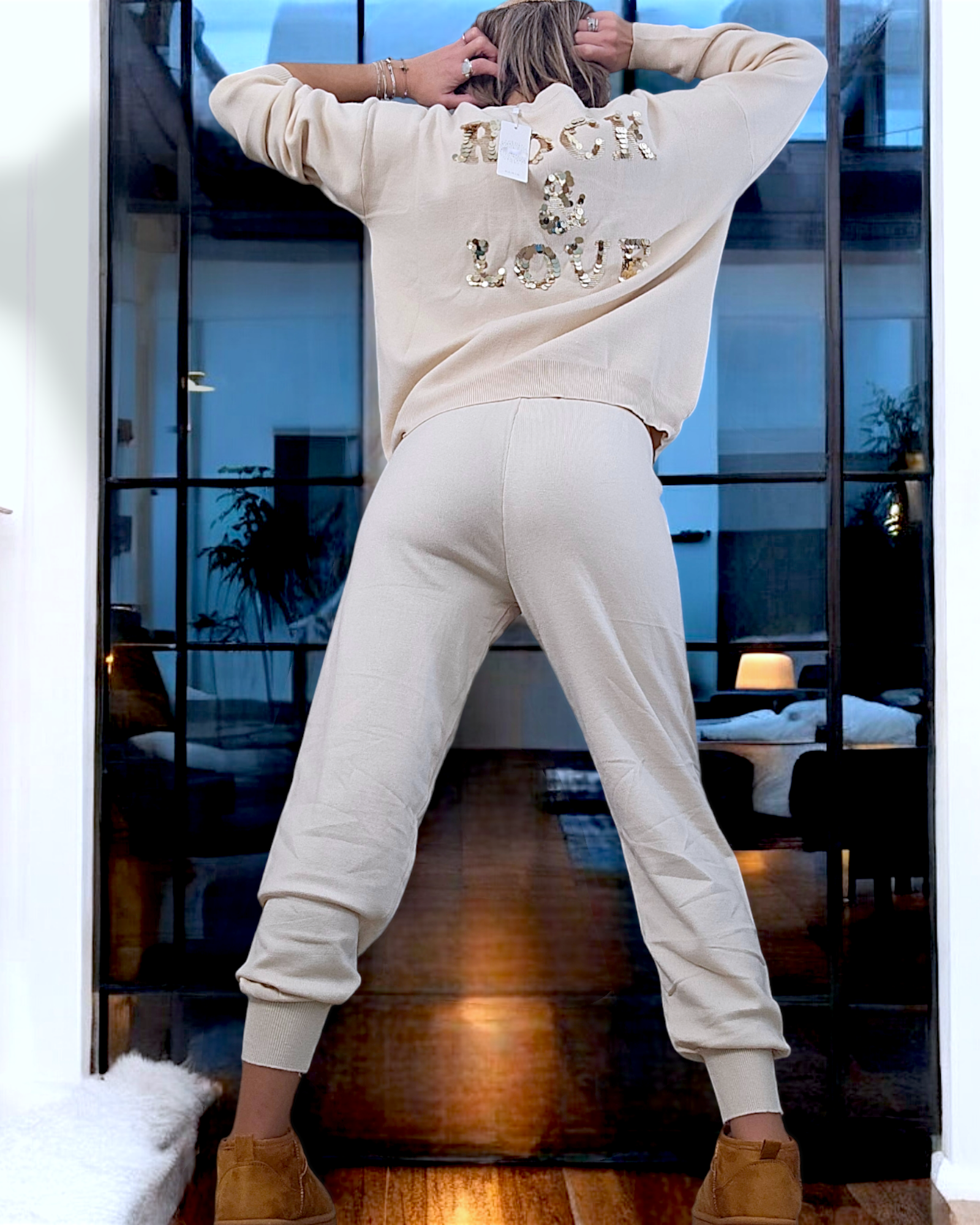 Sweat maille rock&amp;love beige clair