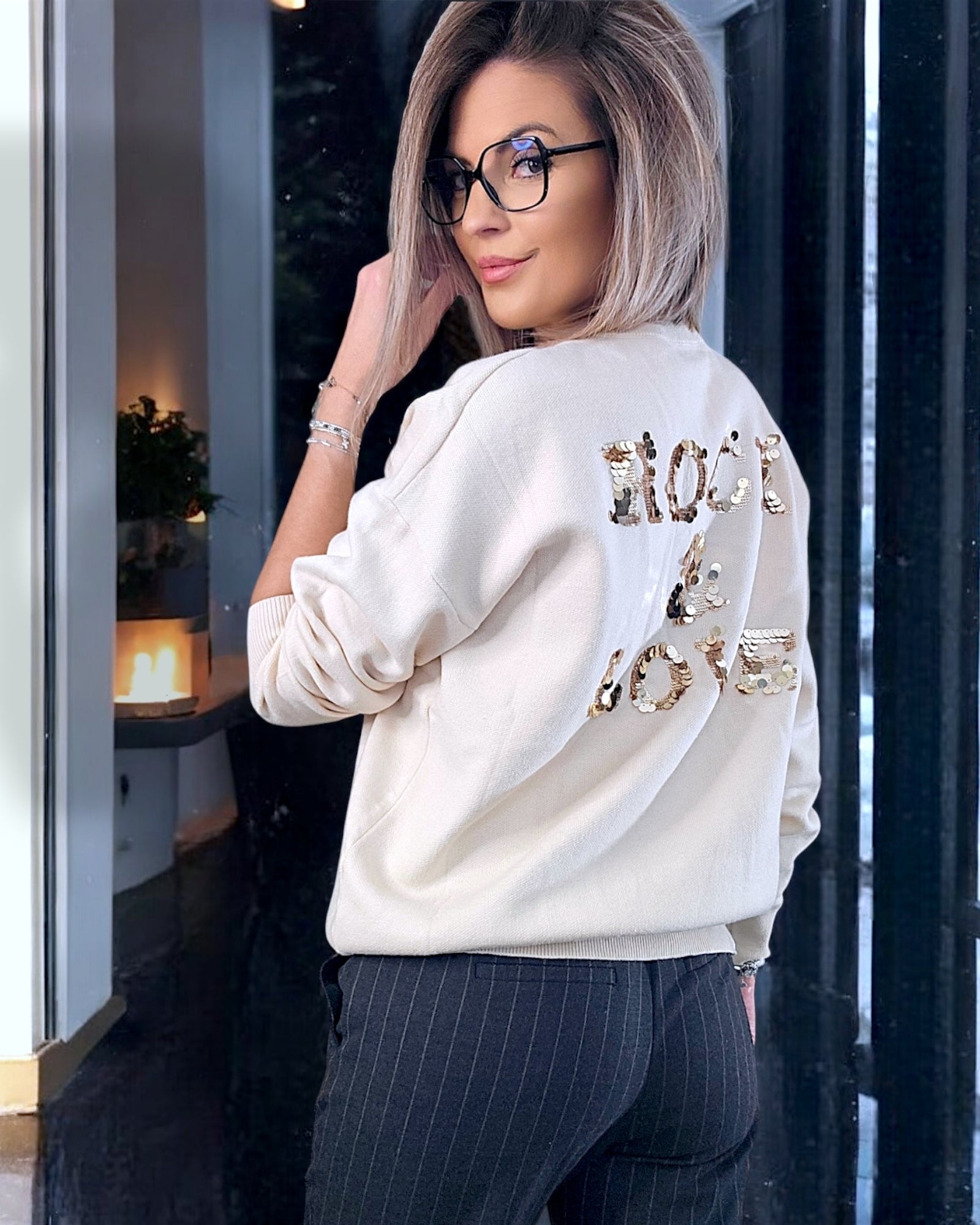 Sweat maille rock&amp;love beige clair