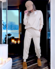 Jogg en maille beige clair