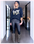 Pantalon legging noir huilé