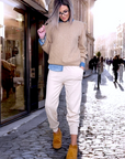 Jogg en maille beige clair
