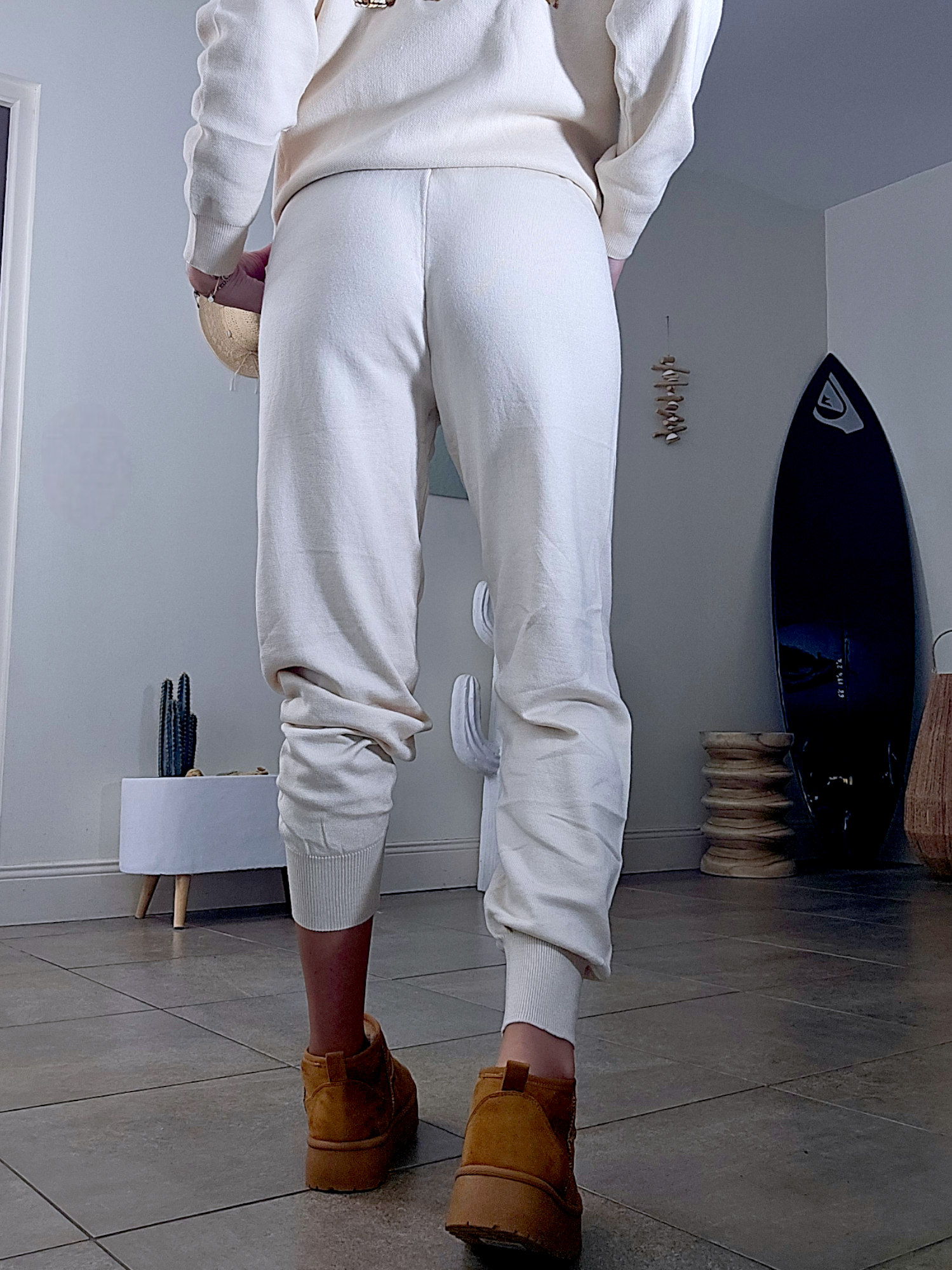 Jogg en maille beige clair