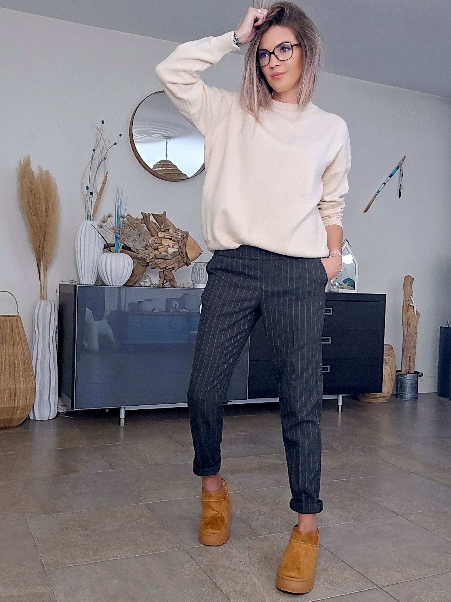 Sweat maille rock&amp;love beige clair