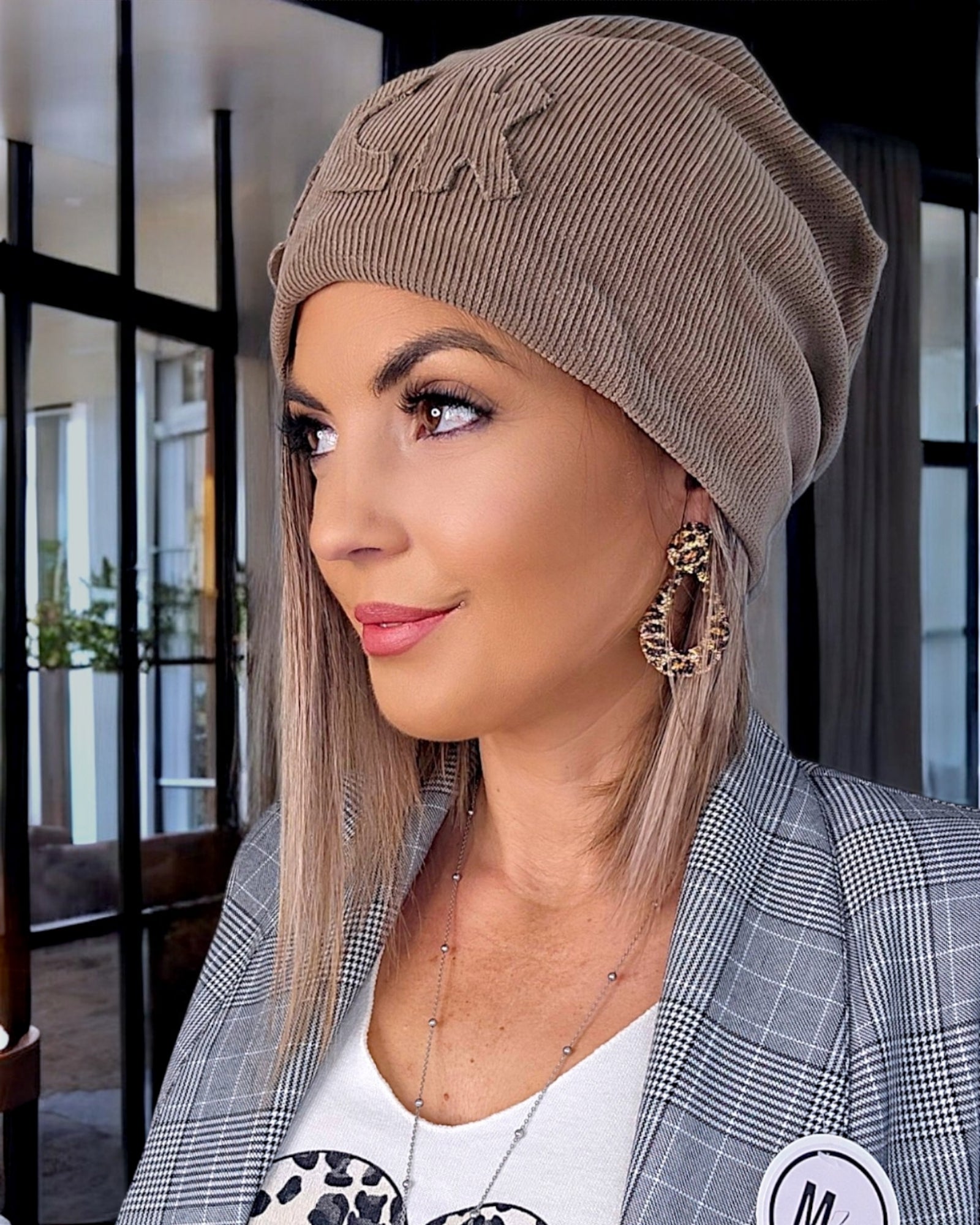 Bonnet velours beige