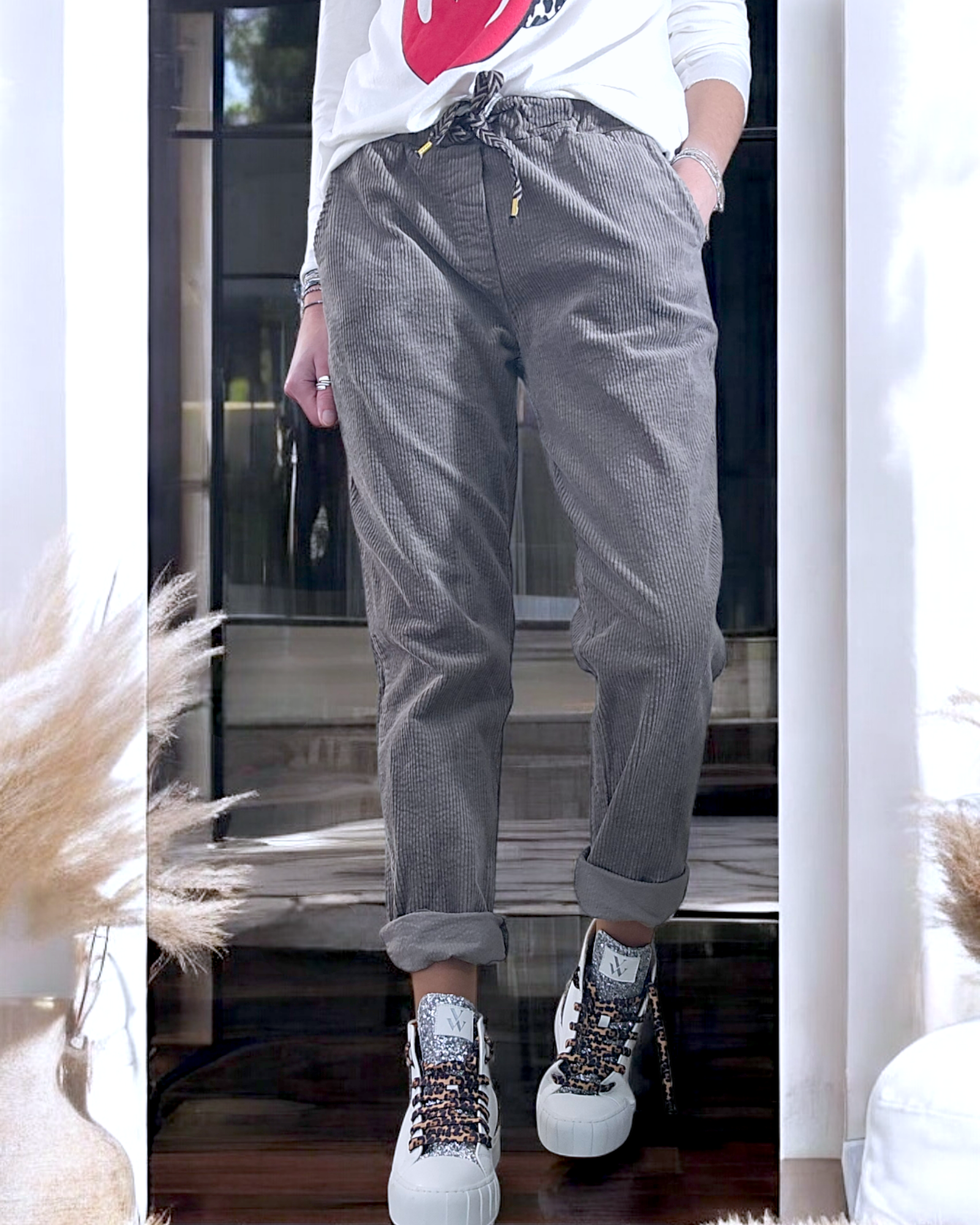Pantalon jogg velours