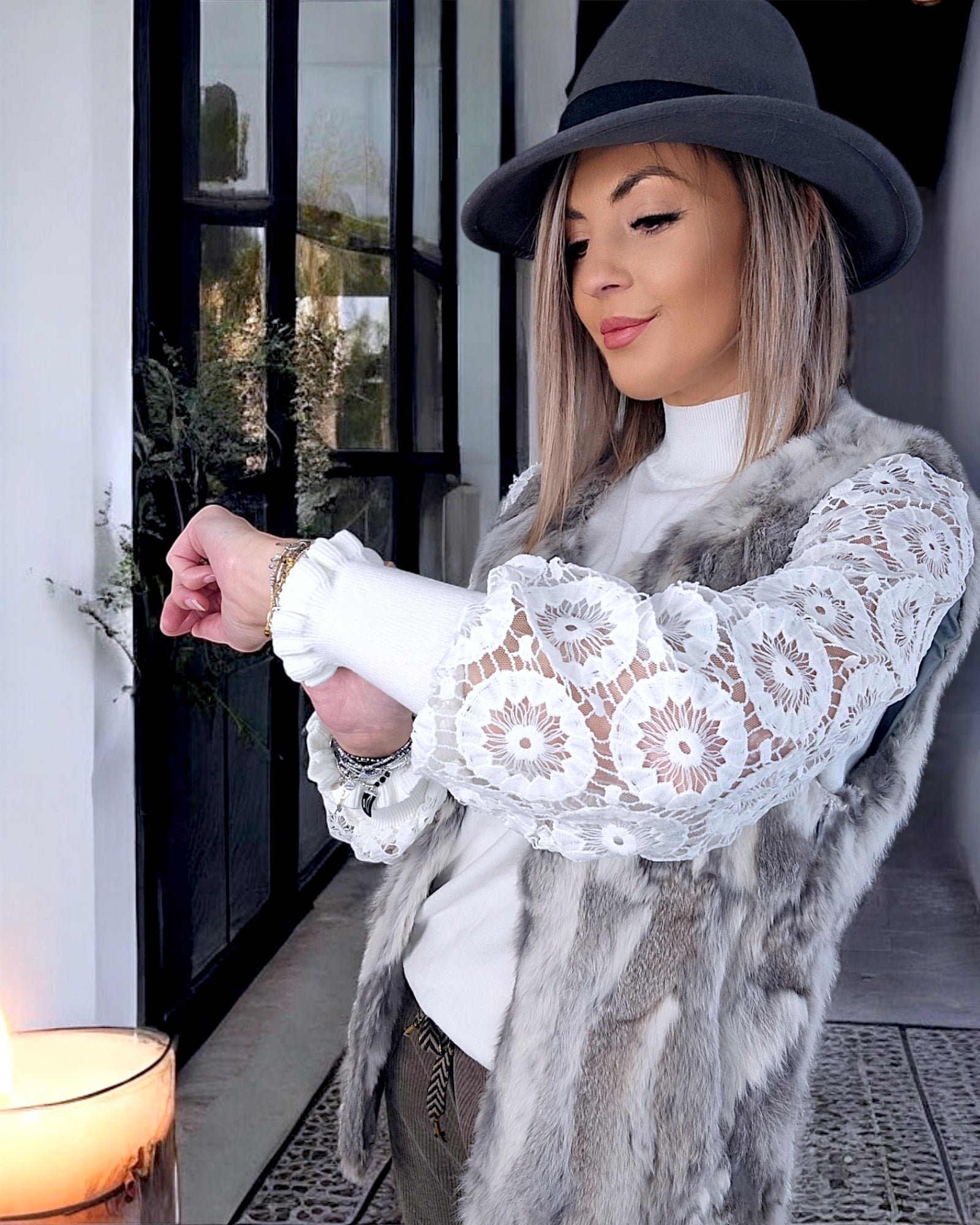 Veste fourrure sans manche