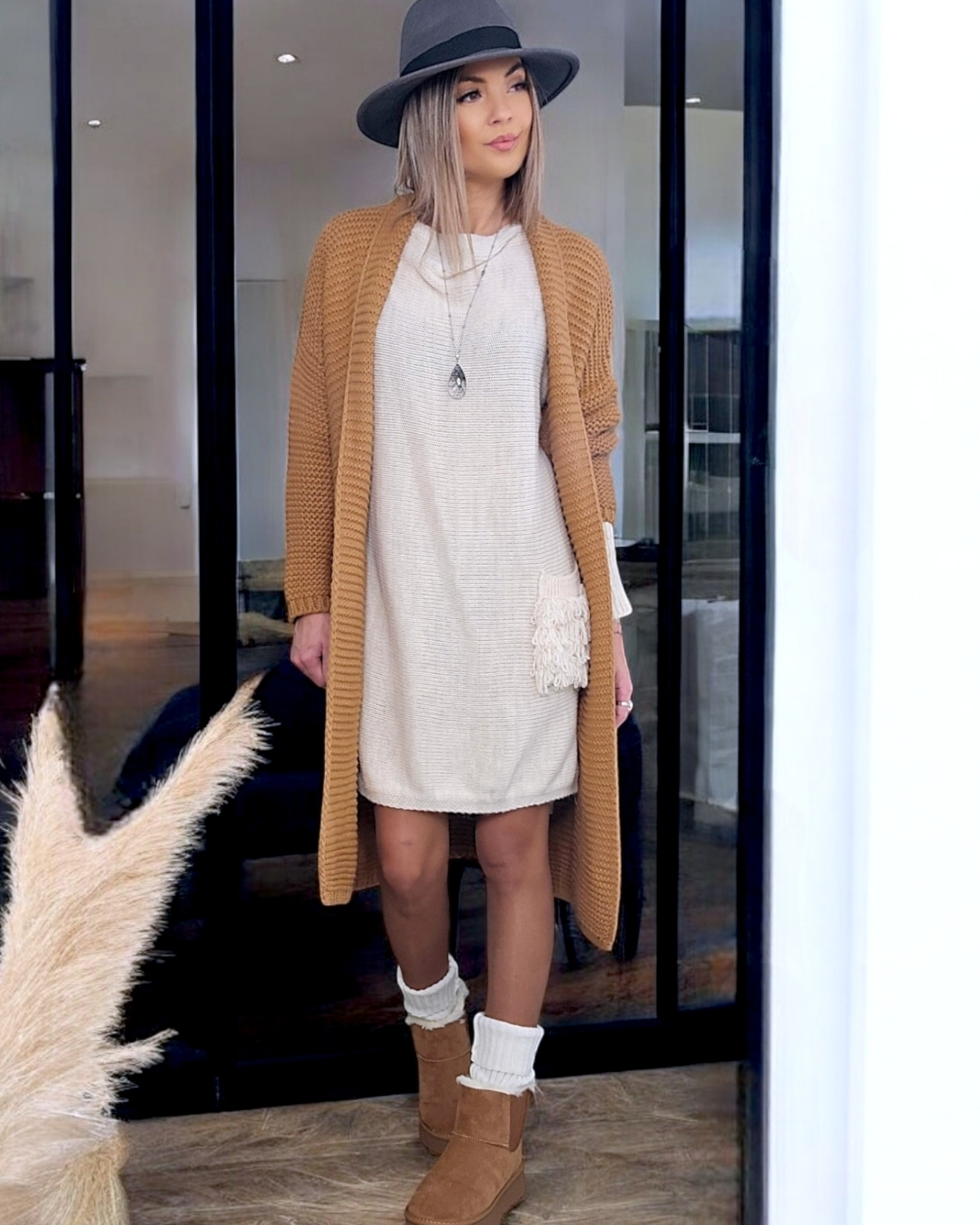 Robe pull beige clair