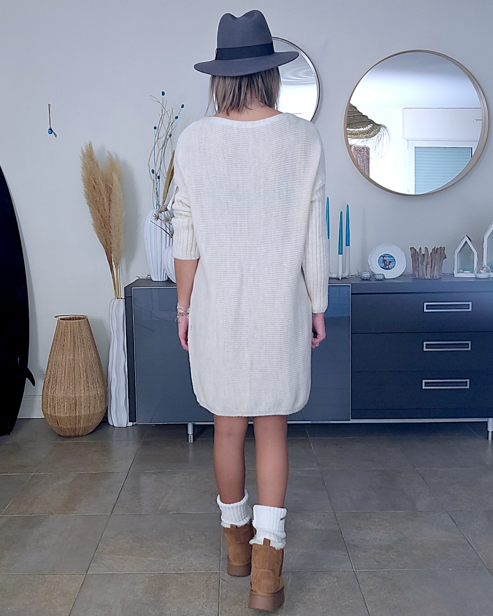 Robe pull beige clair