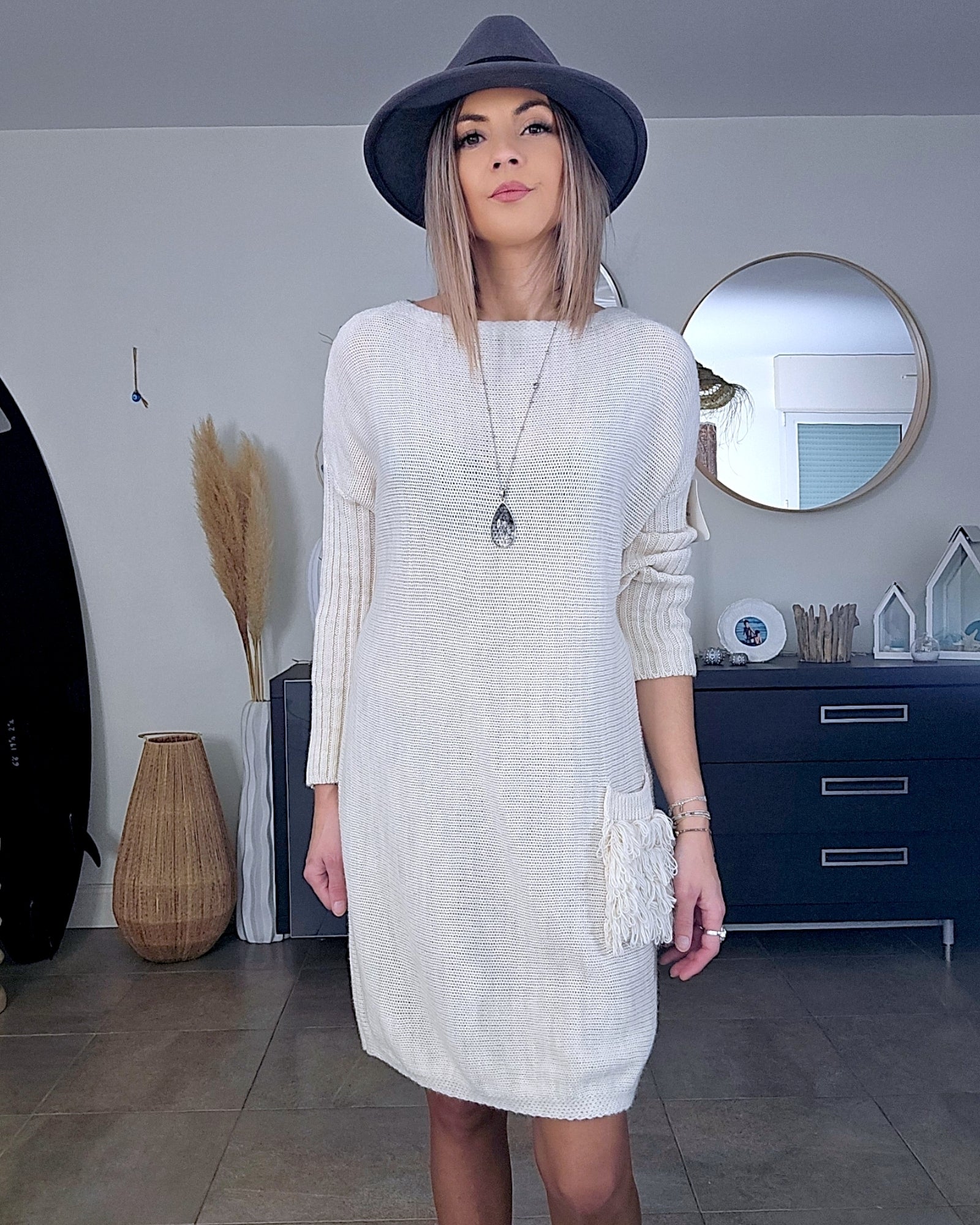 Robe pull beige clair