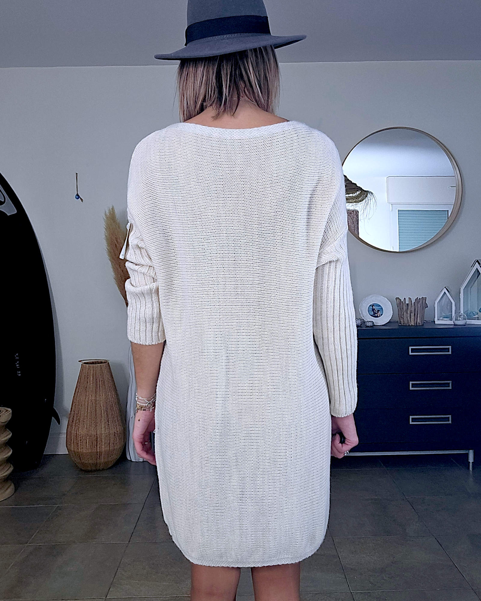 Robe pull beige clair