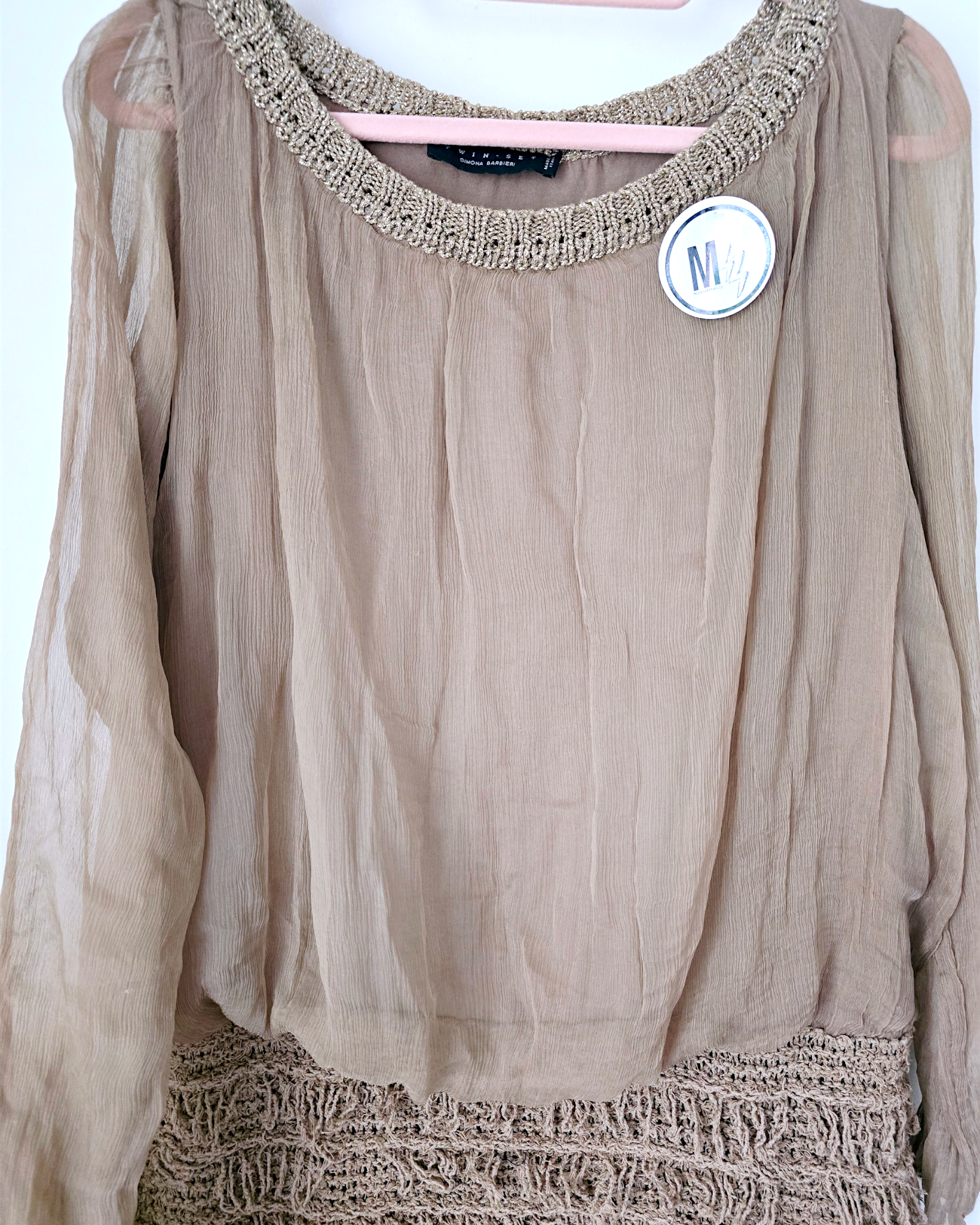 Robe Sharon bi-matière beige