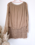 Robe Sharon bi-matière beige