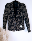 Veste cintrée camouflage à fibres métallisées dorées