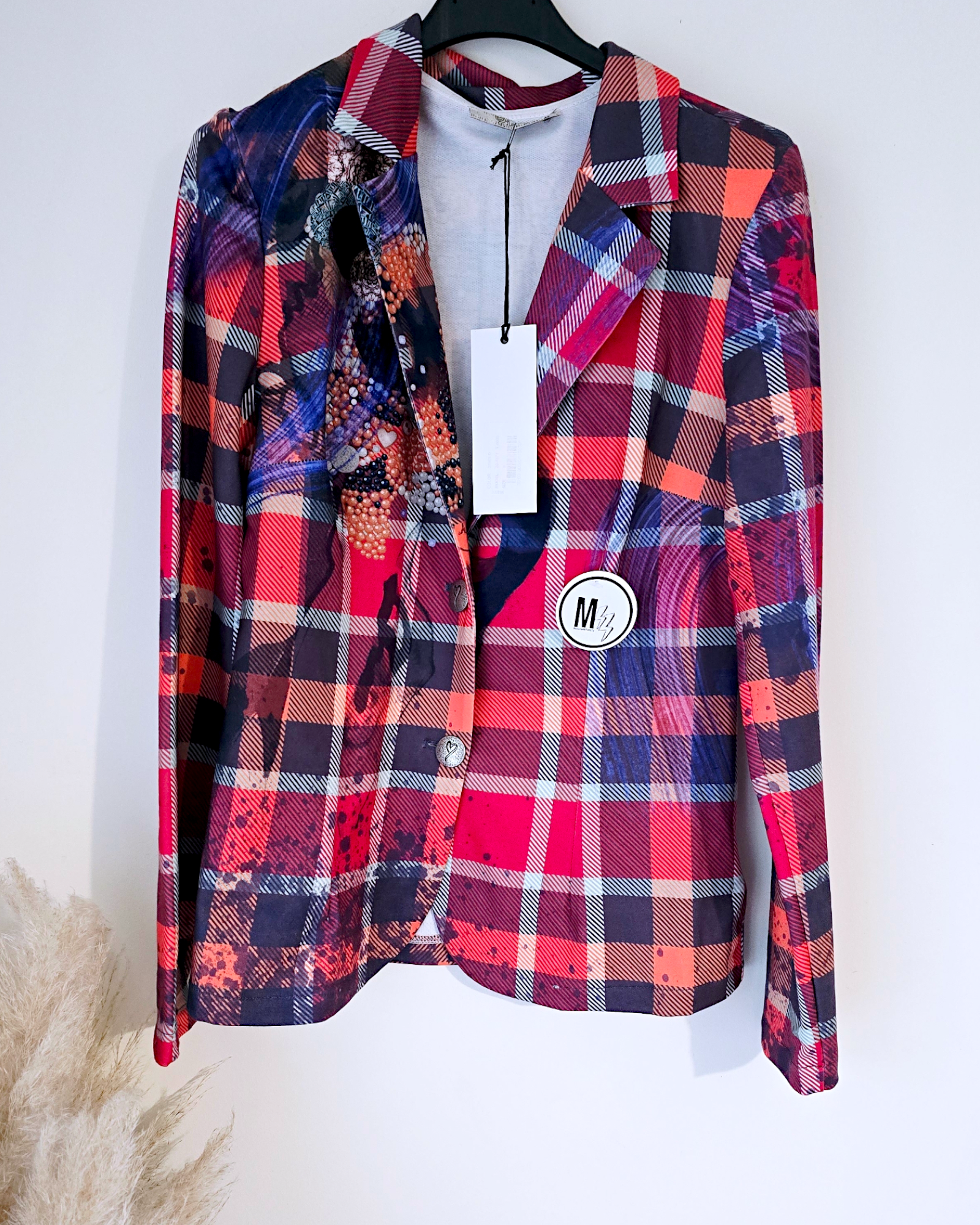 Veste cintrée à carreaux et strass - 𝐌𝐚𝐫𝐢𝐧𝐚𝟒𝟒𝐟𝐚𝐦𝐢𝐥𝐲