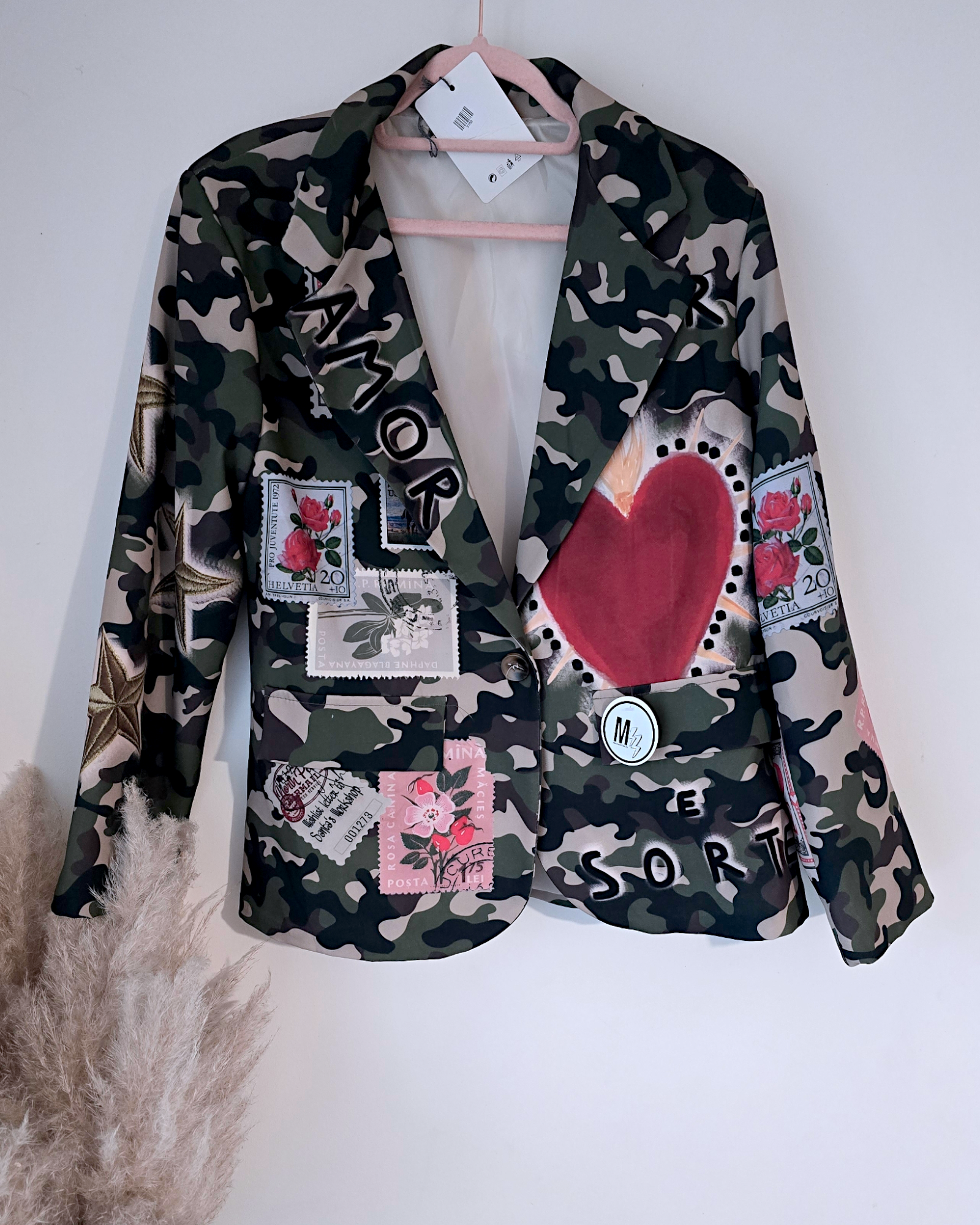 Blazer camouflage à inscriptions - 𝐌𝐚𝐫𝐢𝐧𝐚𝟒𝟒𝐟𝐚𝐦𝐢𝐥𝐲