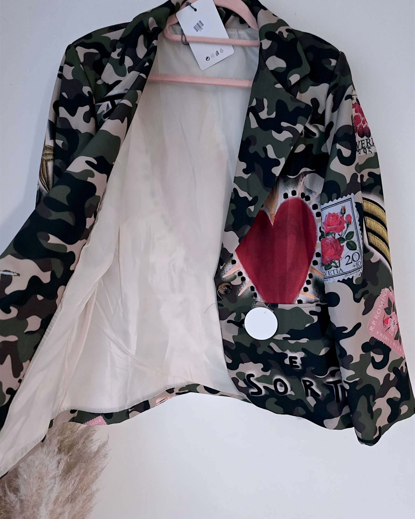 Blazer camouflage à inscriptions - 𝐌𝐚𝐫𝐢𝐧𝐚𝟒𝟒𝐟𝐚𝐦𝐢𝐥𝐲
