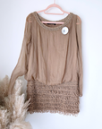 Robe Sharon bi-matière beige