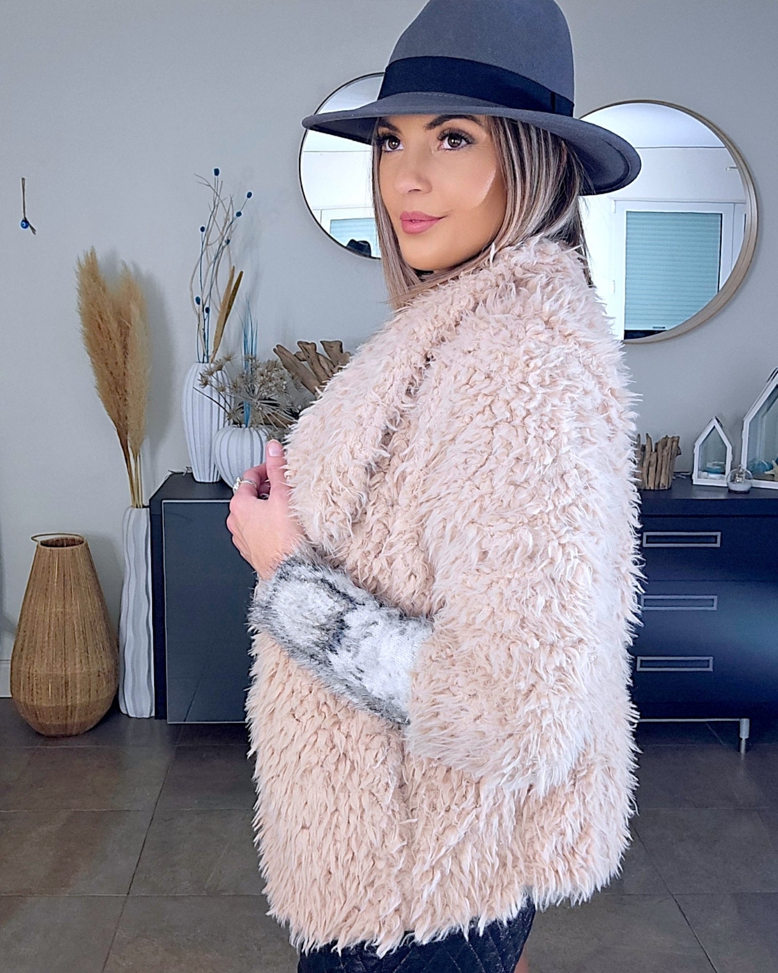 Manteau bouclette beige