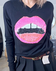 Pull bouche bicolore