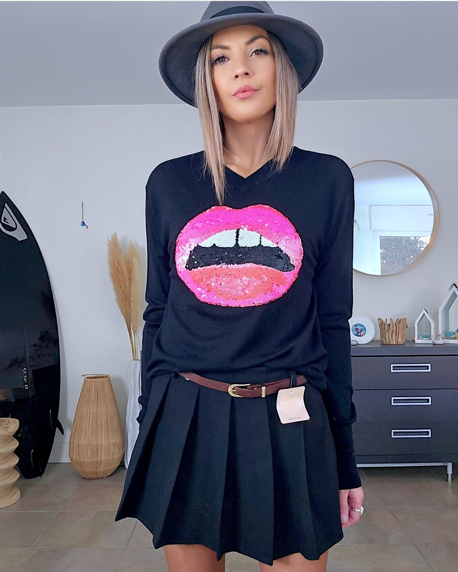 Pull bouche bicolore